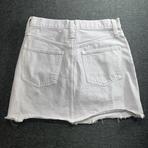Madewell Denim Frisco Mini Skirt size‎ 26 Lunar Wash Oatmeal Raw Hem A Line A - Picture 4 of 8